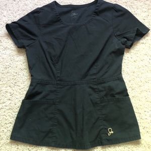 Black and gold scrub top